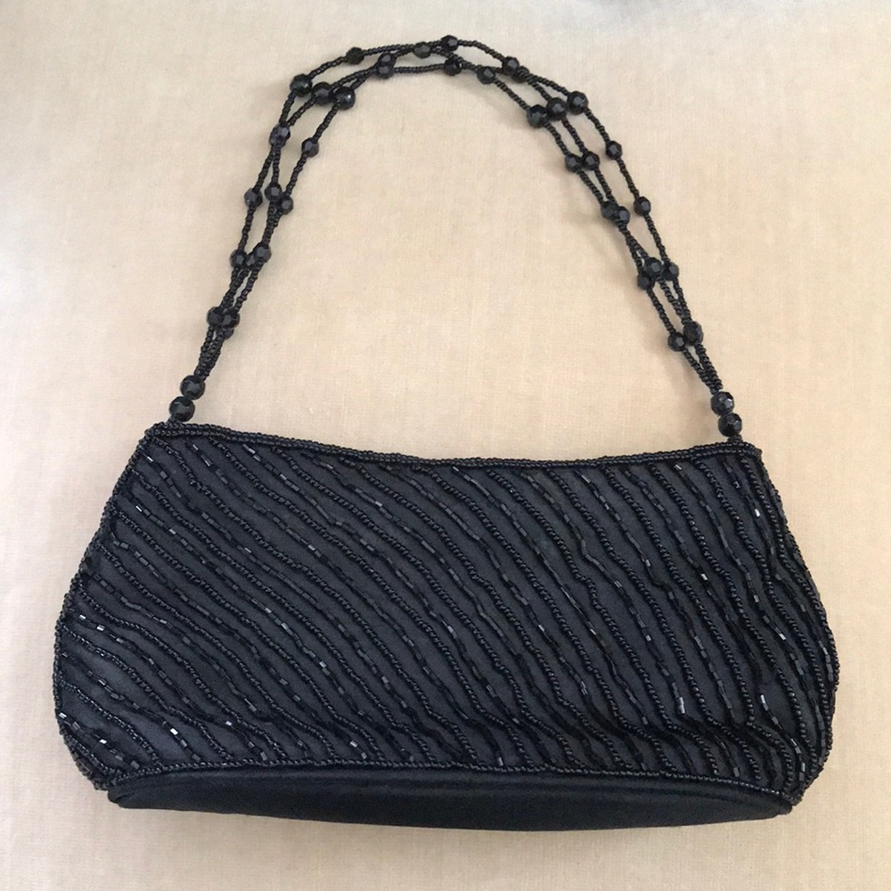 LA REGALE Beautiful Black Beaded Bag